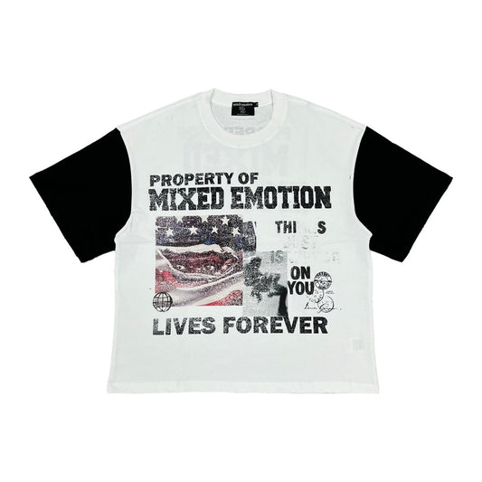 mixed emotion property tee white navy