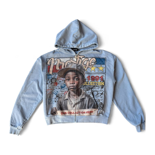 Prestige "Young General" Zip-Up Hoodie — Blue Wash
