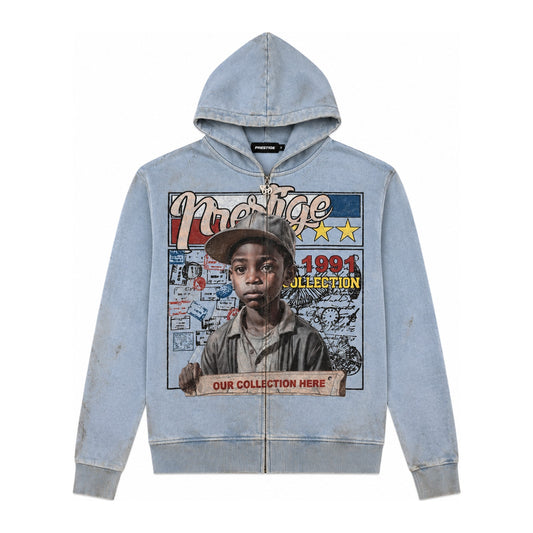 Prestige "Young General" Zip-Up Hoodie — Blue Wash