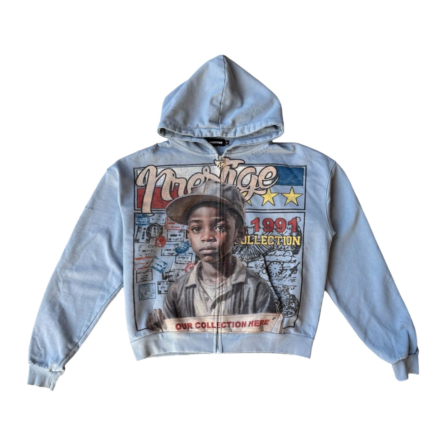 Prestige "Young General" Zip-Up Hoodie — Blue Wash — view 3