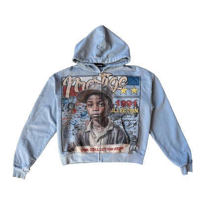 Prestige "Young General" Zip-Up Hoodie — Blue Wash — view 3