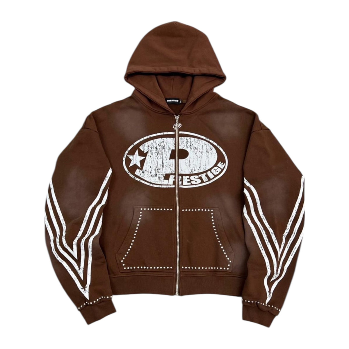 Prestige "P Logo" Zip-Up Hoodie — Brown