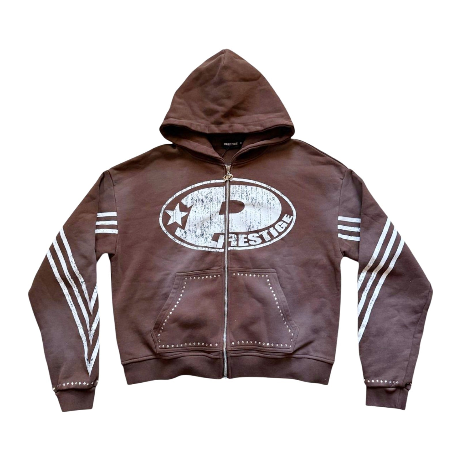 Prestige "Big P" Zip-Up Hoodie — Brown