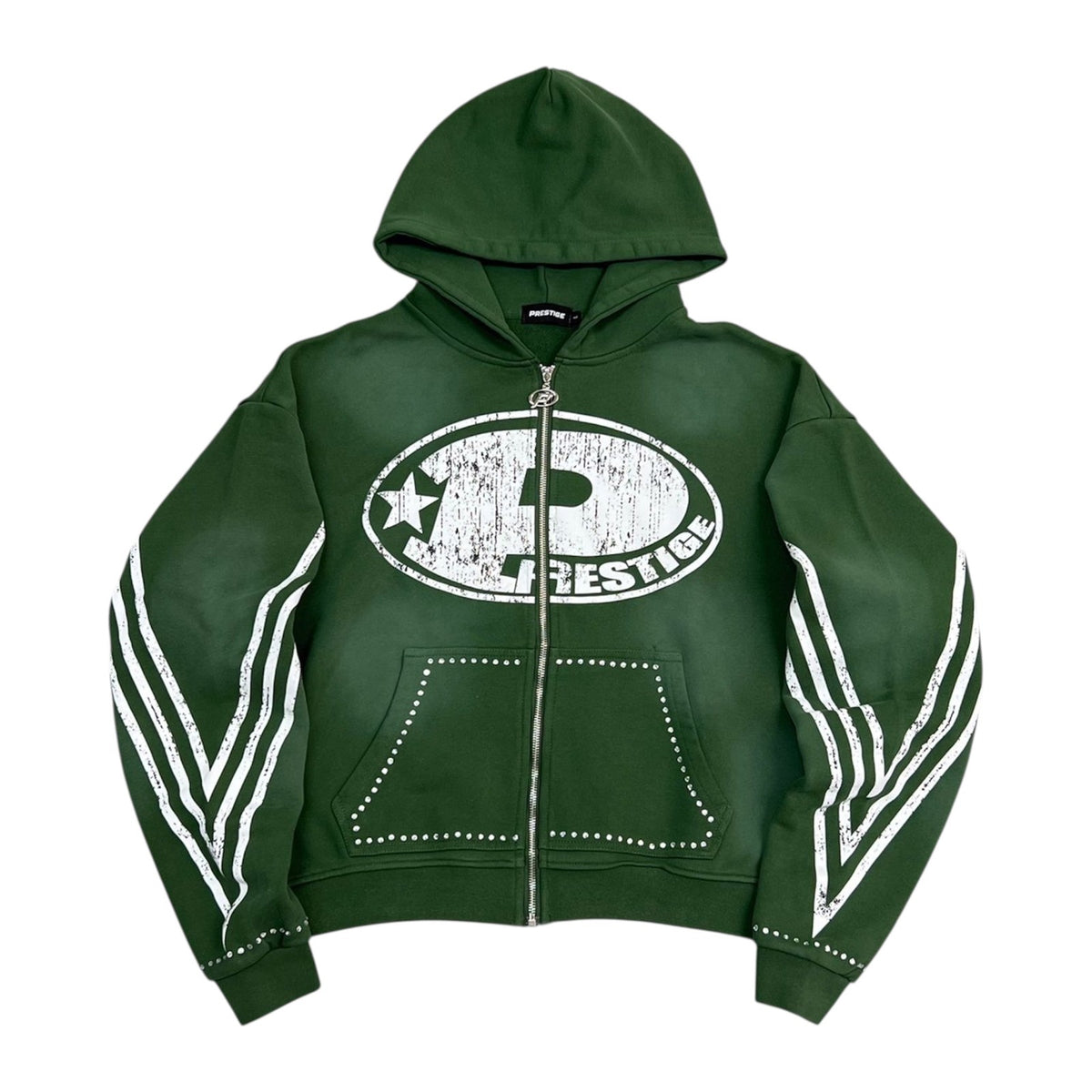 Prestige "P Logo" Zip-Up Hoodie — Green Wash