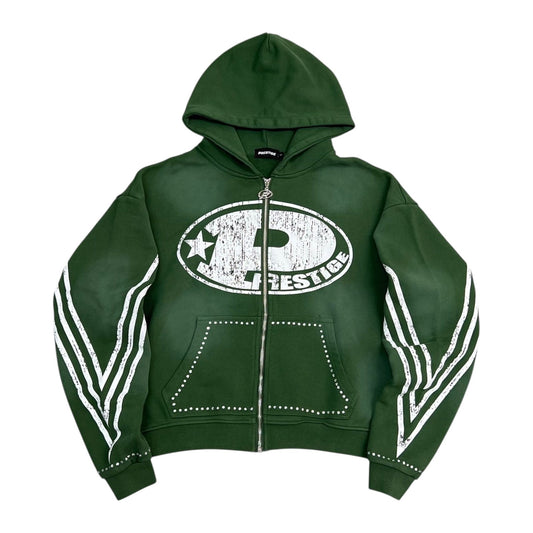 Prestige "P Logo" Zip-Up Hoodie — Green Wash