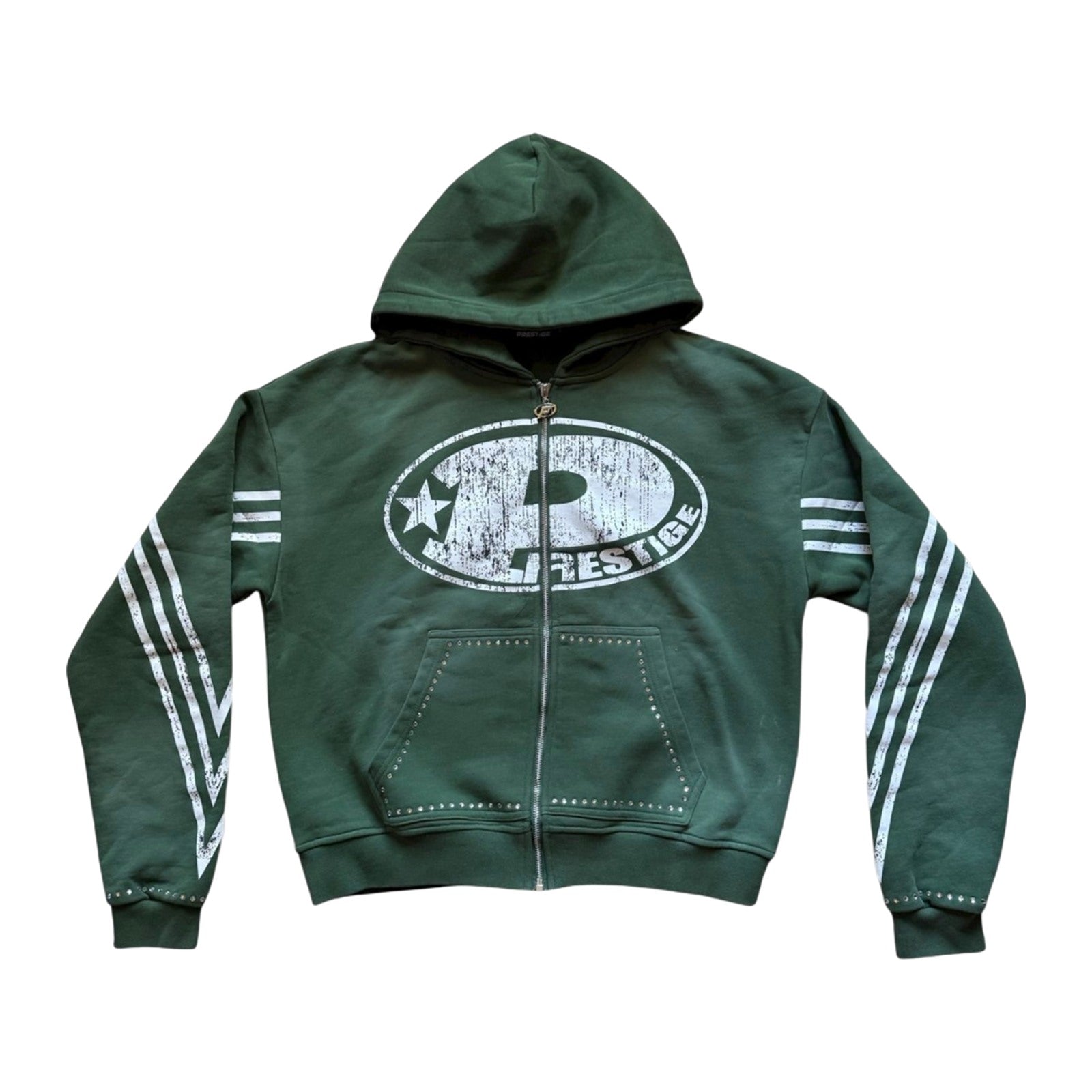Prestige "Big P" Zip-Up Hoodie — Green Wash