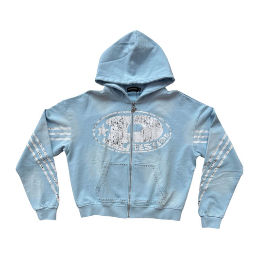 Prestige "Big P" Zip-Up Hoodie — Sky Blue