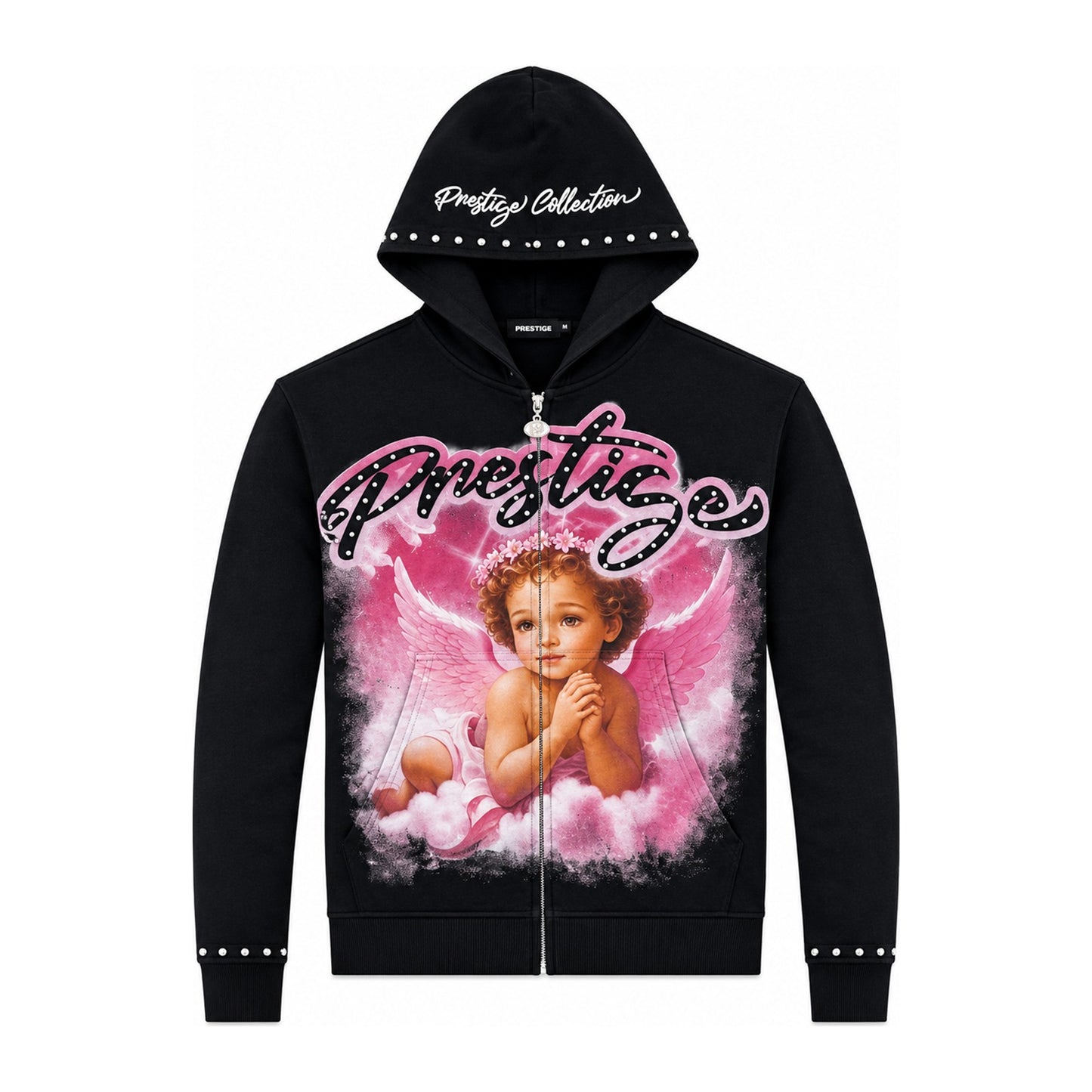 Prestige "Baby Angel" Zip-Up Hoodie — Black & Pink