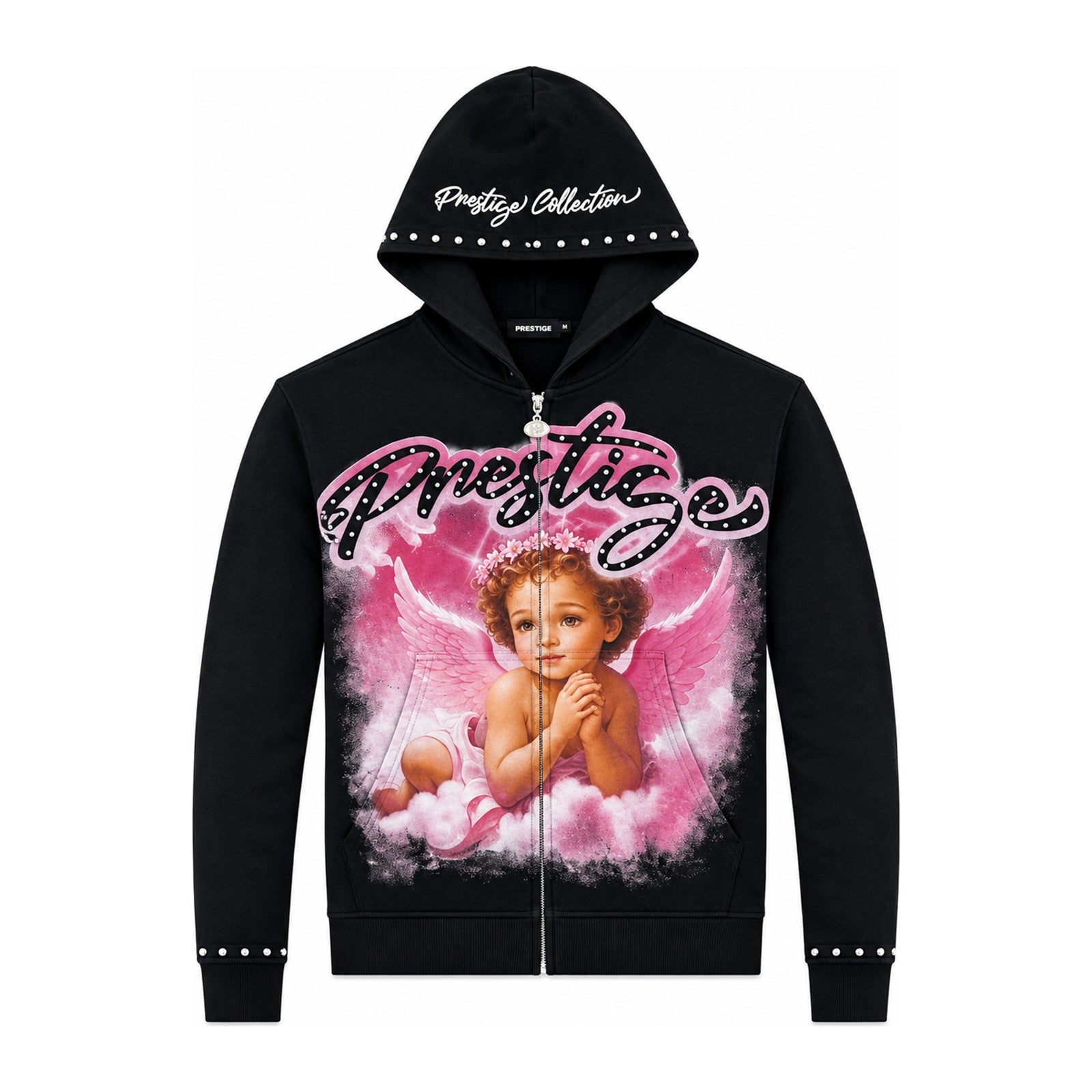Prestige "Baby Angel" Zip-Up Hoodie — Black & Pink