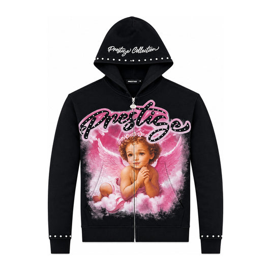 Prestige "Baby Angel" Zip-Up Hoodie — Black & Pink
