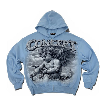 Concept LA "Cherub 1" Zip-Up Hoodie — Baby Blue