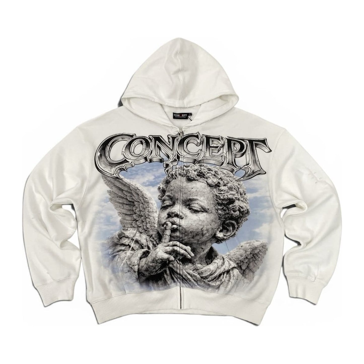 Concept LA "Cherub 2" Zip-Up Hoodie — White