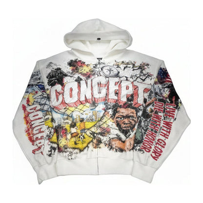 Concept LA "Honor" Zip-Up Hoodie — White