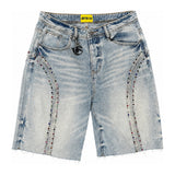 GFTD LA "Fisk" Rhinestone Jorts — Light Wash