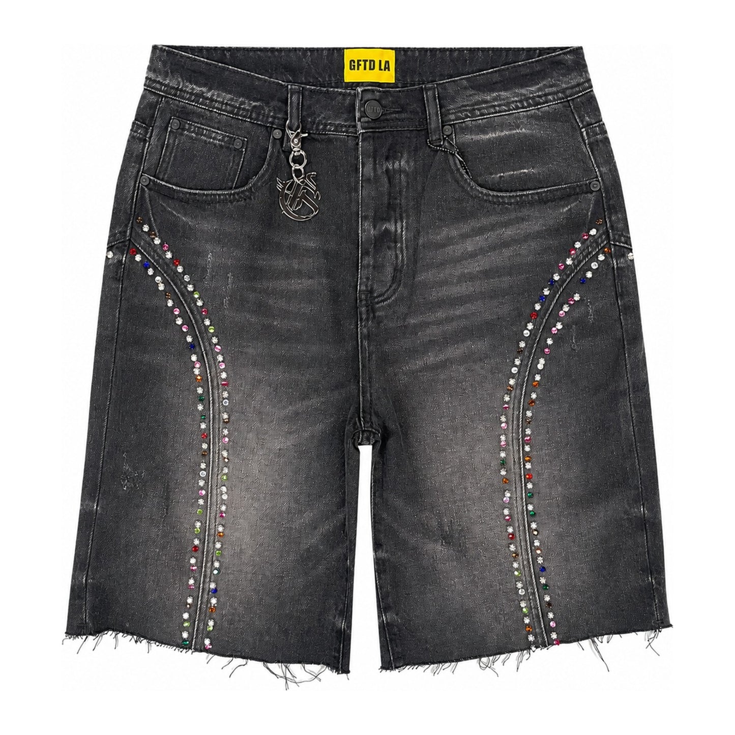 GFTD LA "Fisk" Rhinestone Jorts — Black Wash