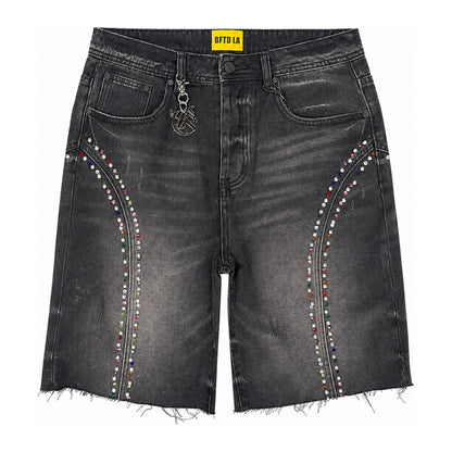 GFTD LA "Fisk" Rhinestone Jorts — Black Wash