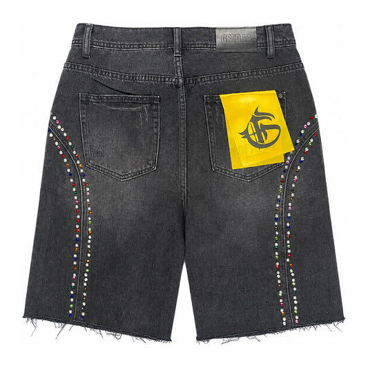 GFTD LA "Fisk" Rhinestone Jorts — Black Wash