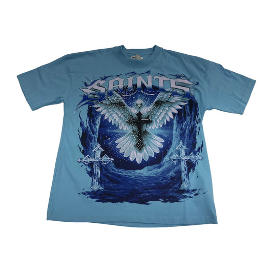 fwrd denim ny saints rhinestone tee carolina blue