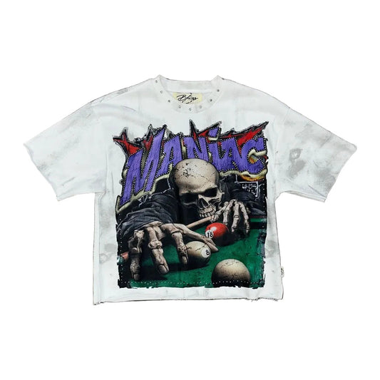 BKYS "Maniac" Pool Hall Tee — White Wash