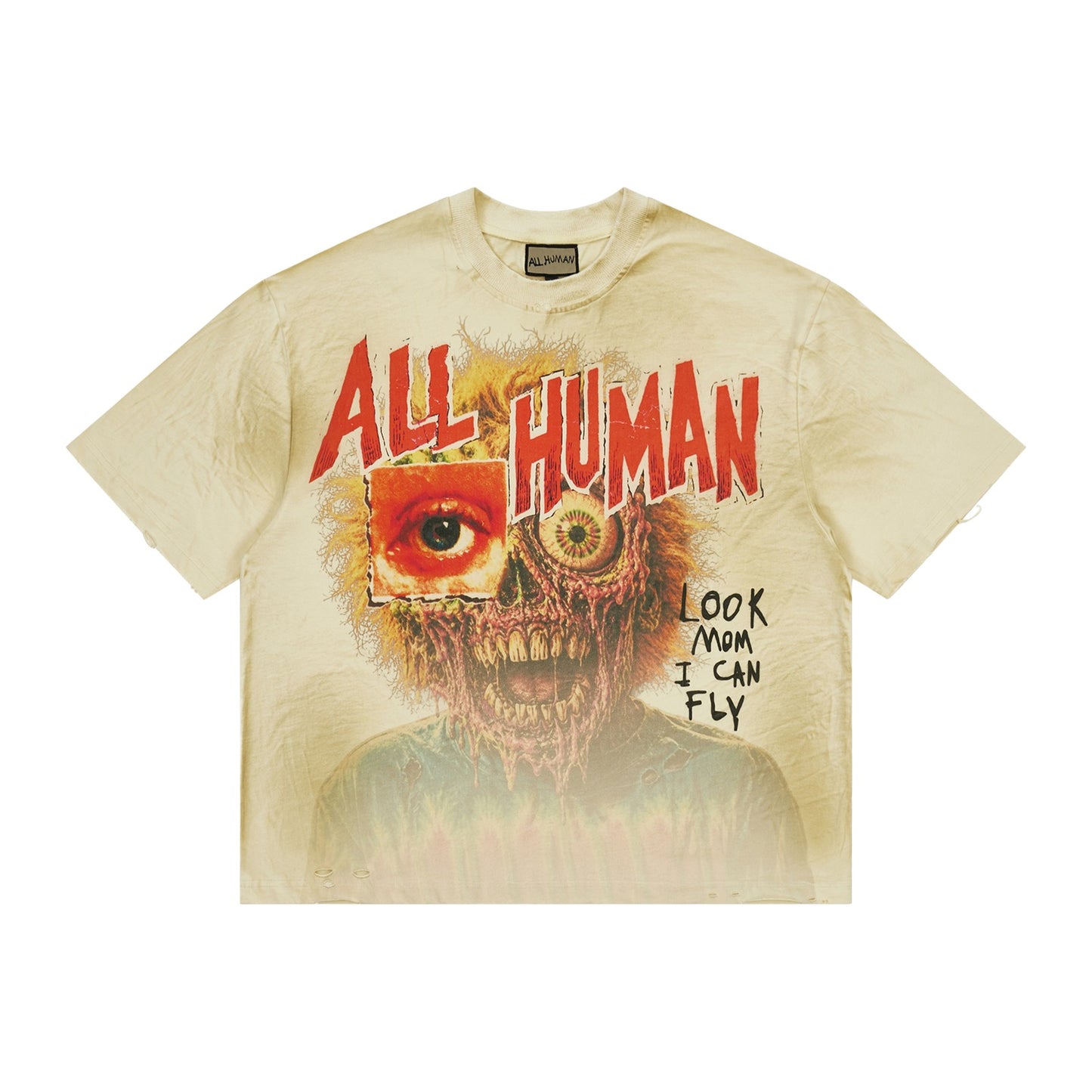 ALL HUMAN "Look Mom I Can Fly" Tee — Beige
