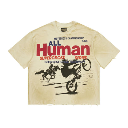 ALL HUMAN "Supercross Series" Racing Tee — Beige