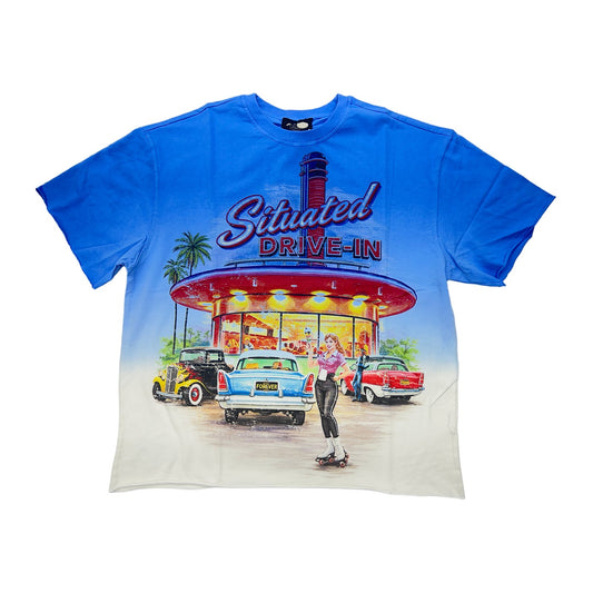 forever situated drive in blue tee white