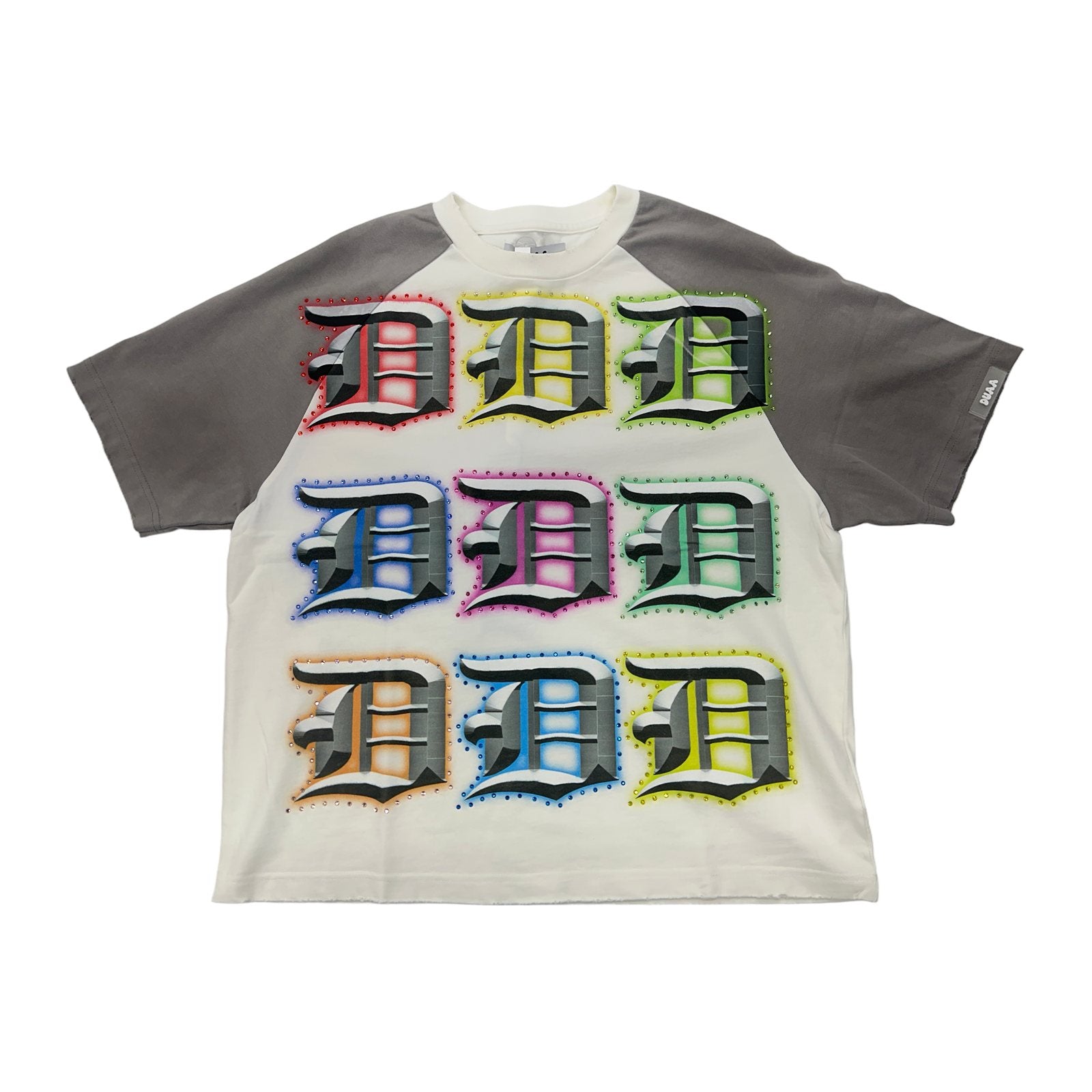 duaa dx9 white grey sleeve tee