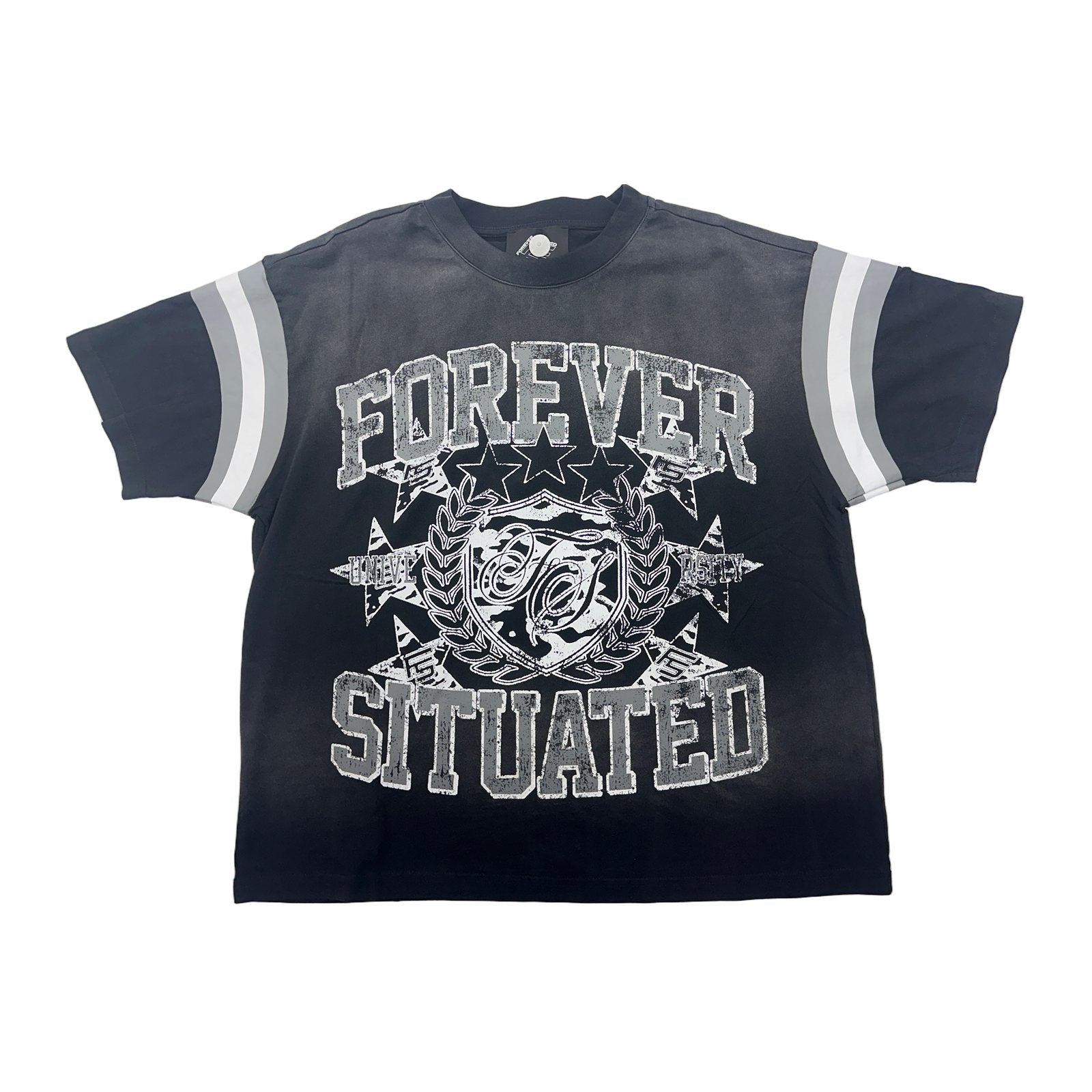 forever situated university white tee grey