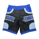 Forever Situated Leather Shorts — Blue