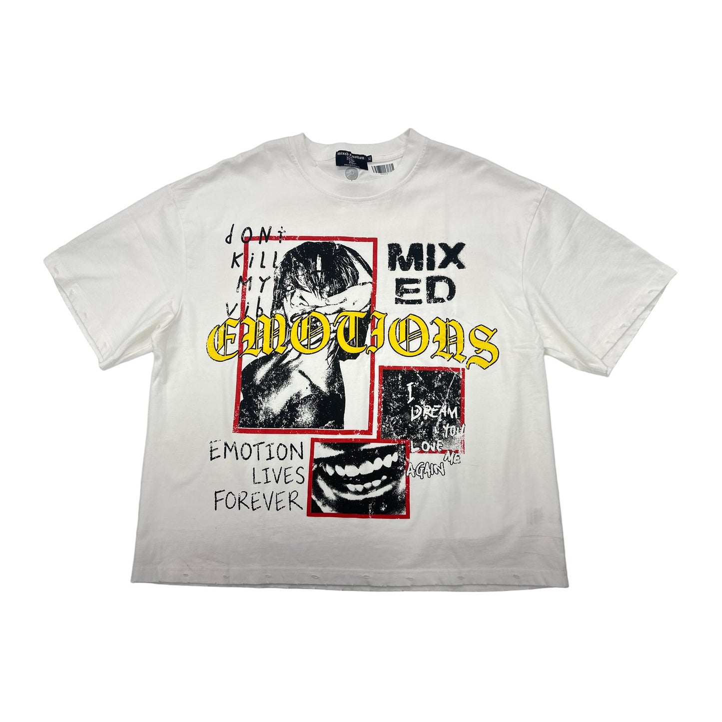 mixed emotion emo gods yellow red tee white