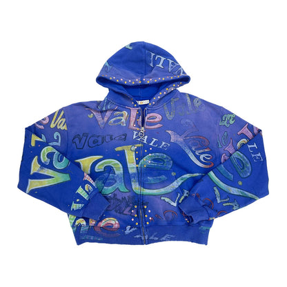 valley dreams blue multicolor zip up hoodie