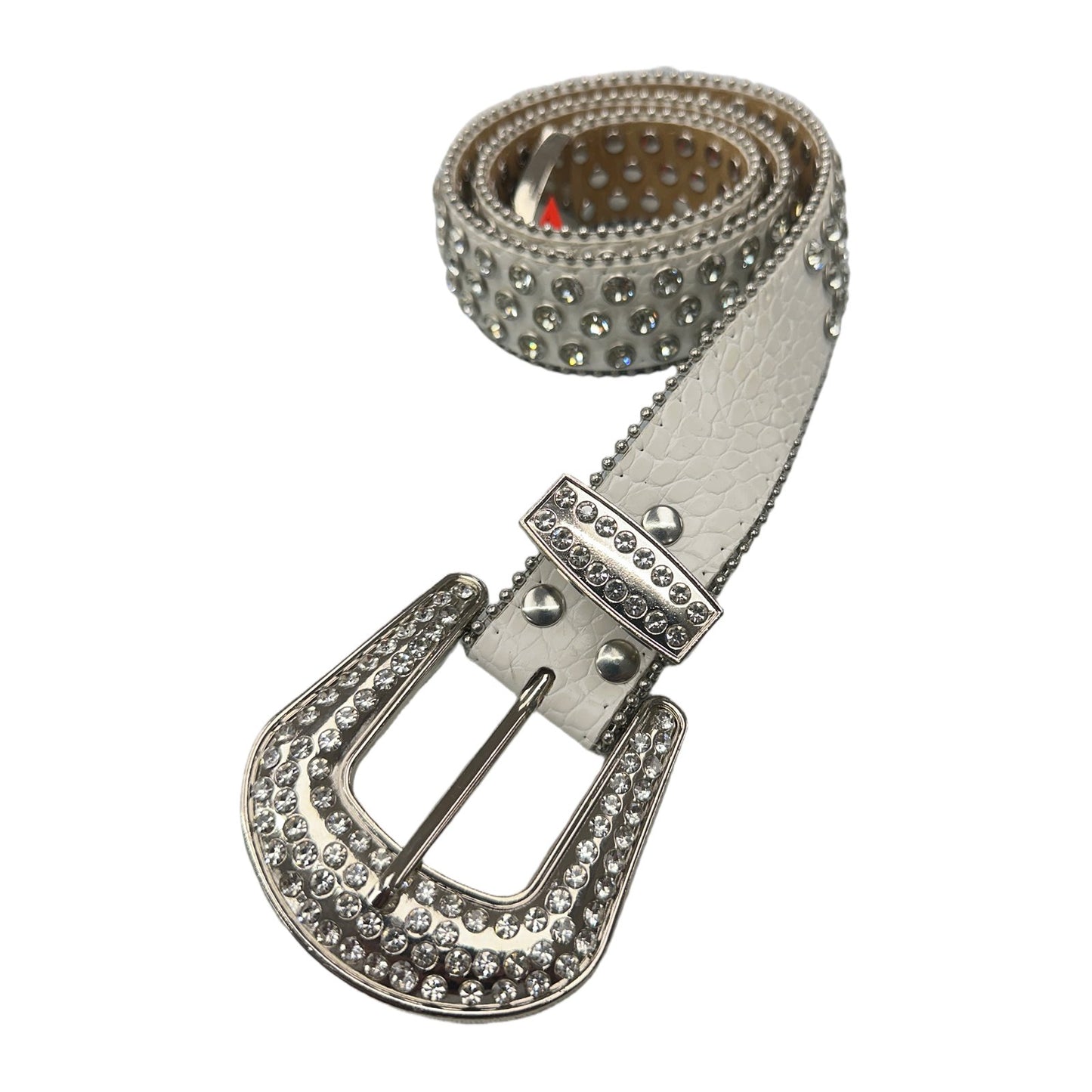 unbranded rhinestone belt white white