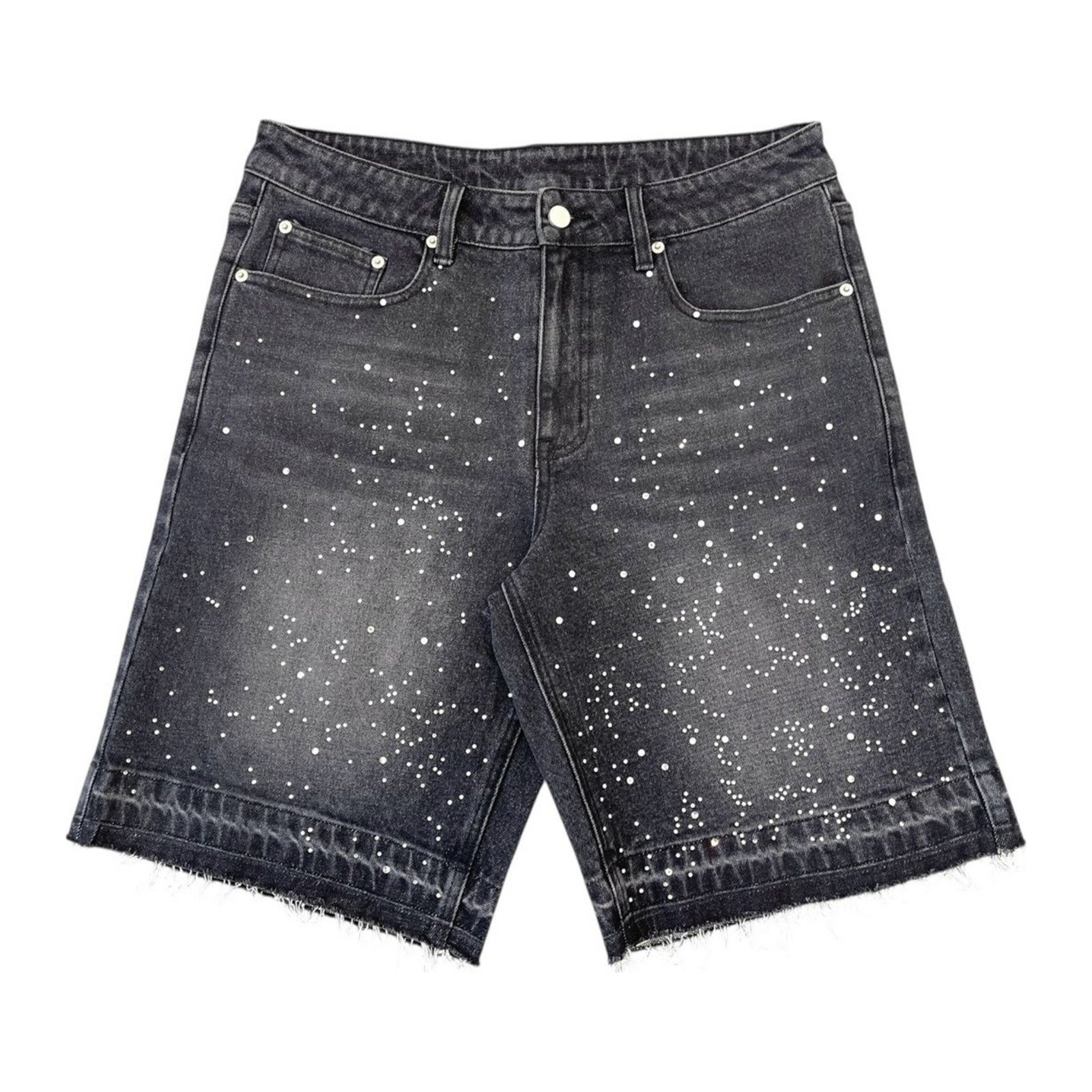 syndicate pearland rhinestone jorts black wash