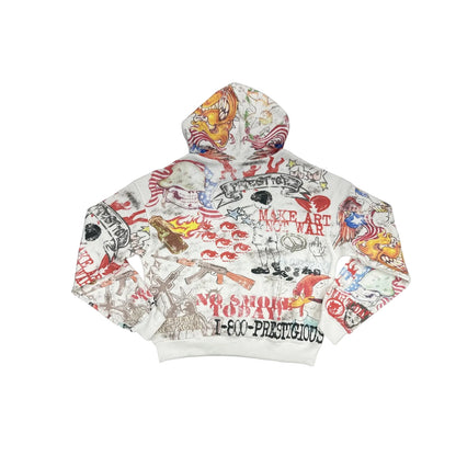 prestige no war today all over zip hoodie white