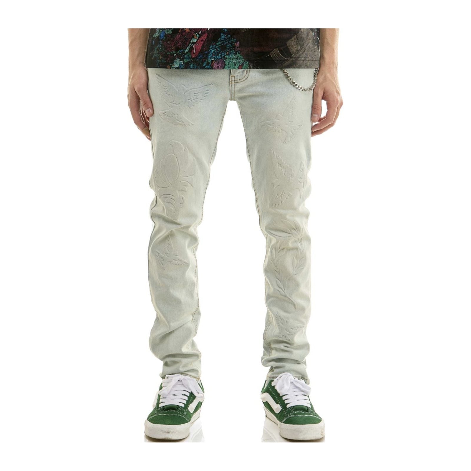 KDNK Laser Etch Skinny Jean — Light Blue