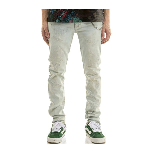 KDNK Laser Etch Skinny Jean — Light Blue