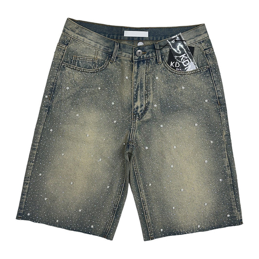 KDNK Blue Pearl Rhinestone Short — Blue