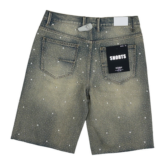 KDNK Blue Pearl Rhinestone Short — Blue — view 2