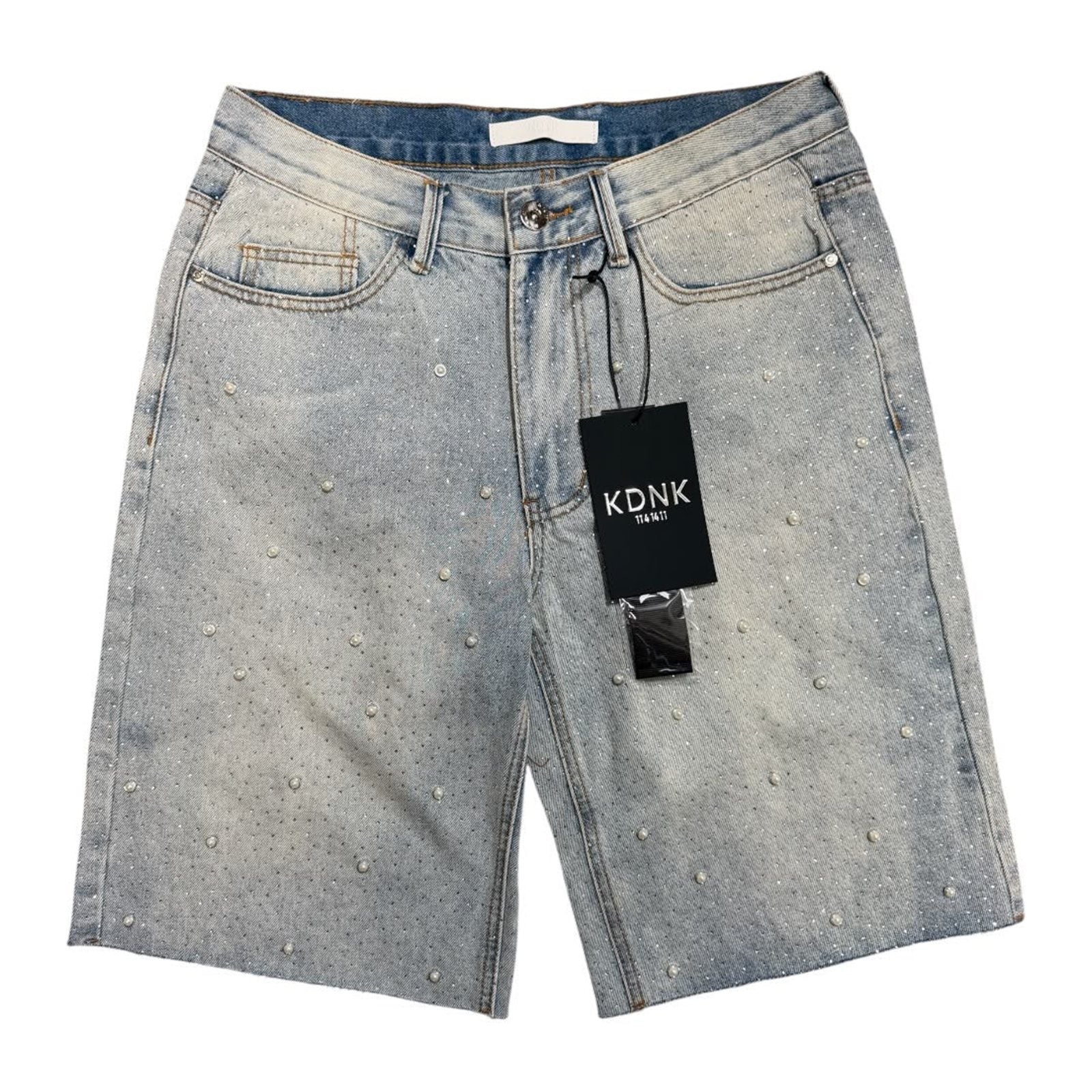 KDNK Blue Pearl Rhinestone Short — Blue