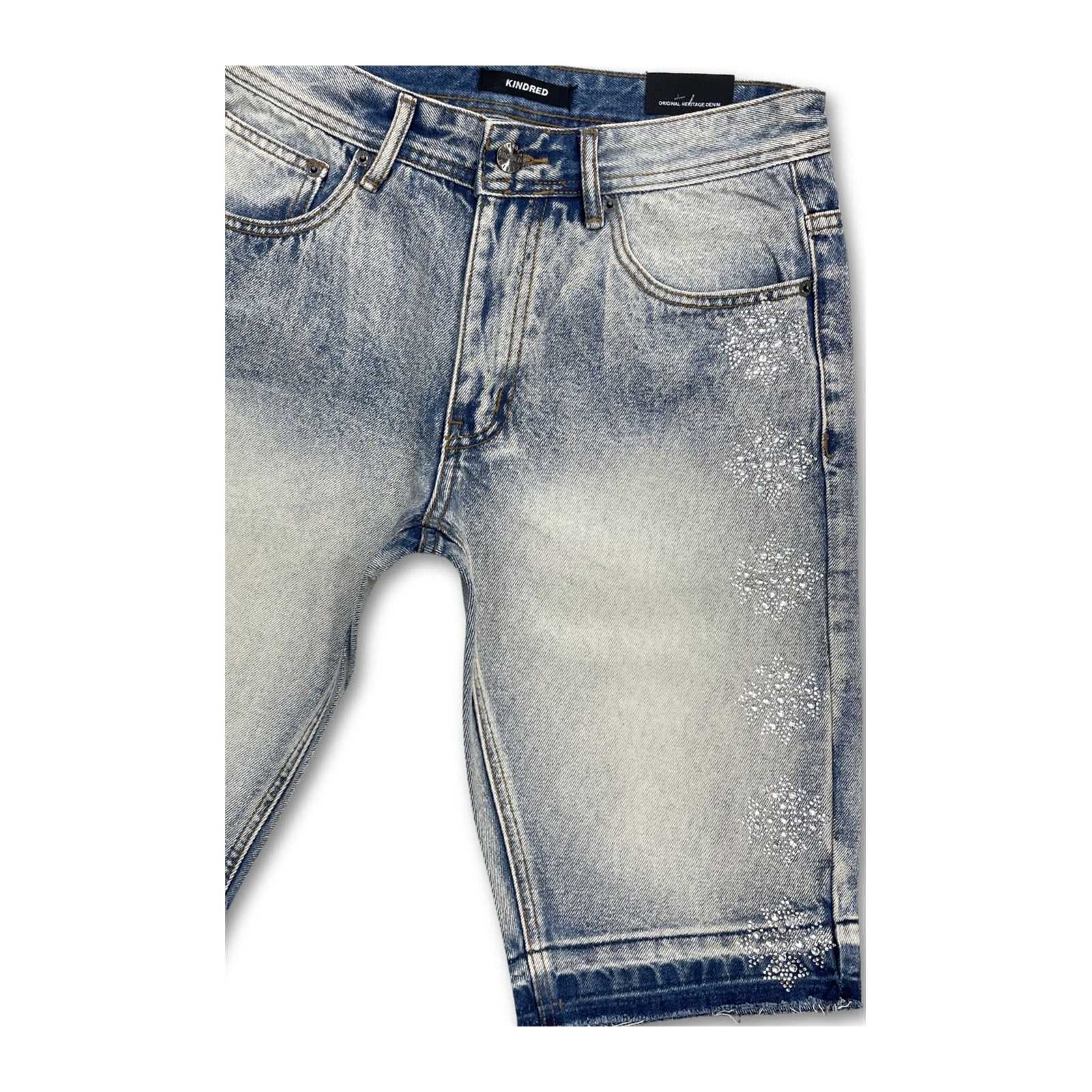 Kindred Rhinestone Denim Short — Blue Wash
