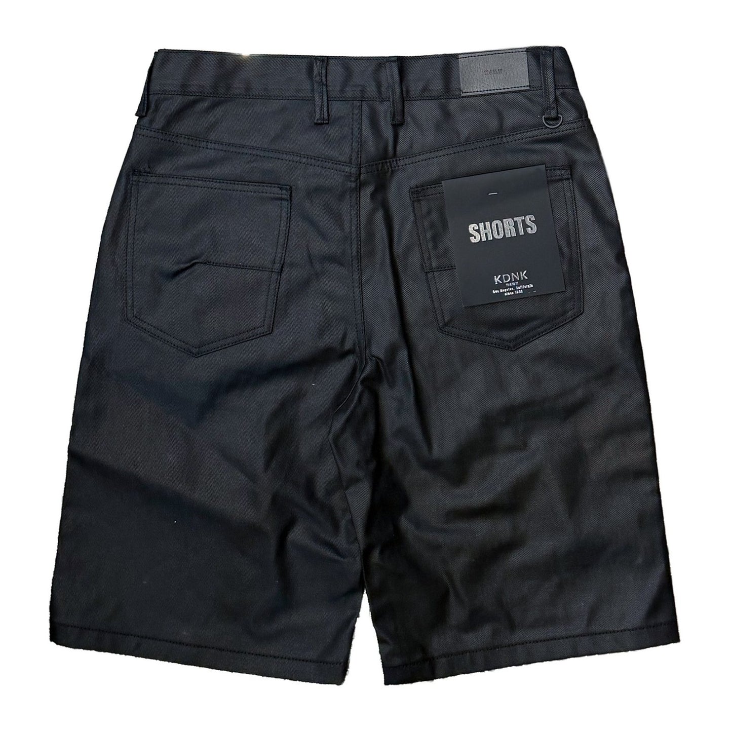 KDNK Coated Denim Embroidered Short — Black