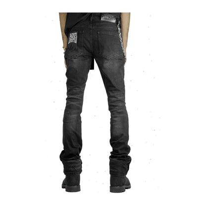 Premium Milana Zip-Flare Jean — Black with Red Rhinestone
