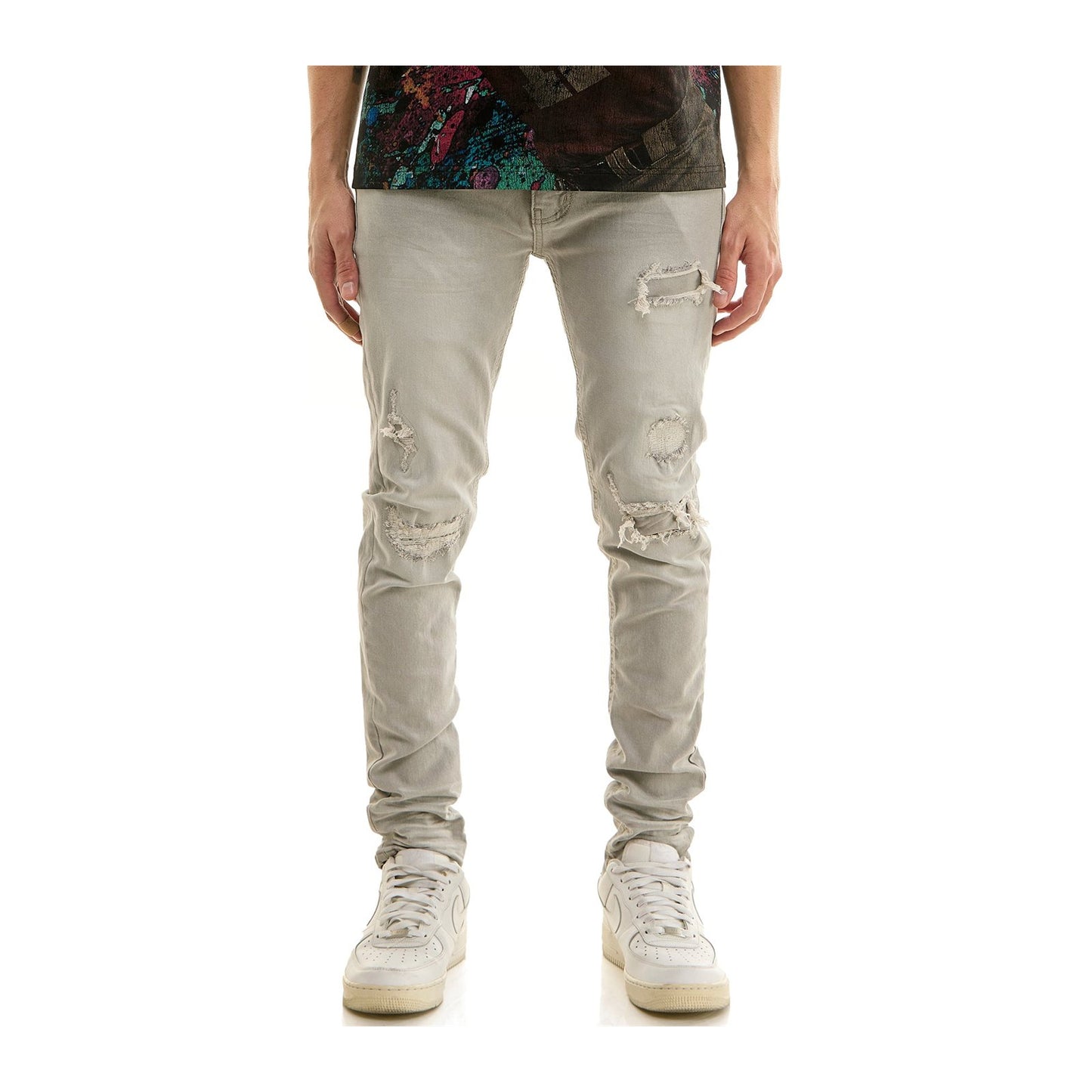 KDNK Distressed Skinny Jean — Grey