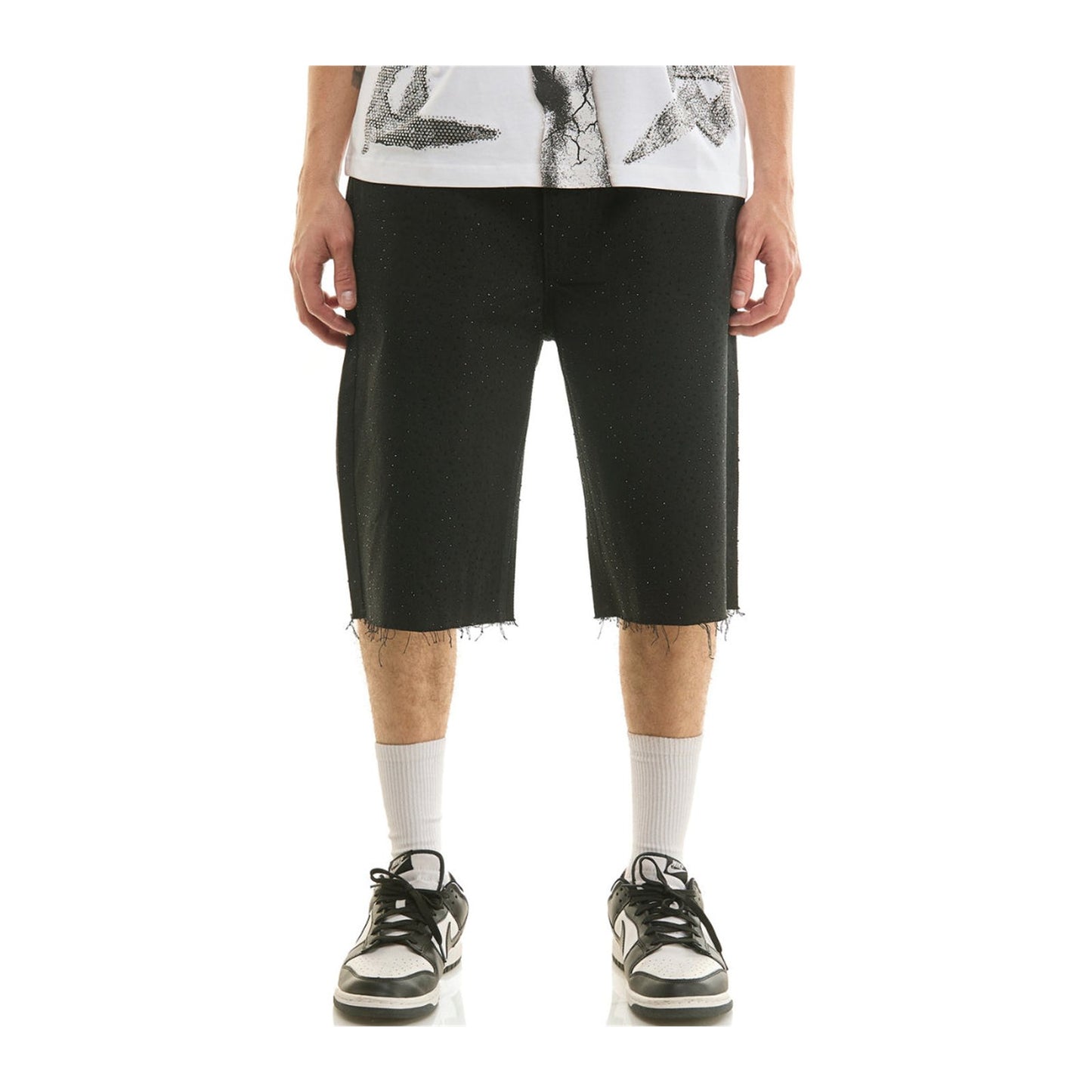 KDNK Rhinestone Jean Short — Black