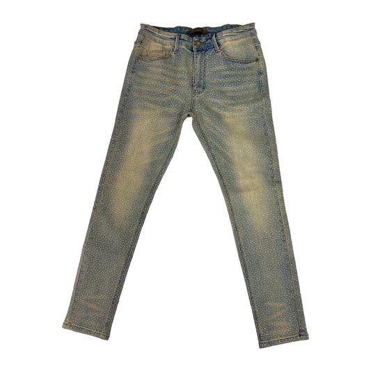 KDNK Rhinestone Skinny Jean — Tinted Blue
