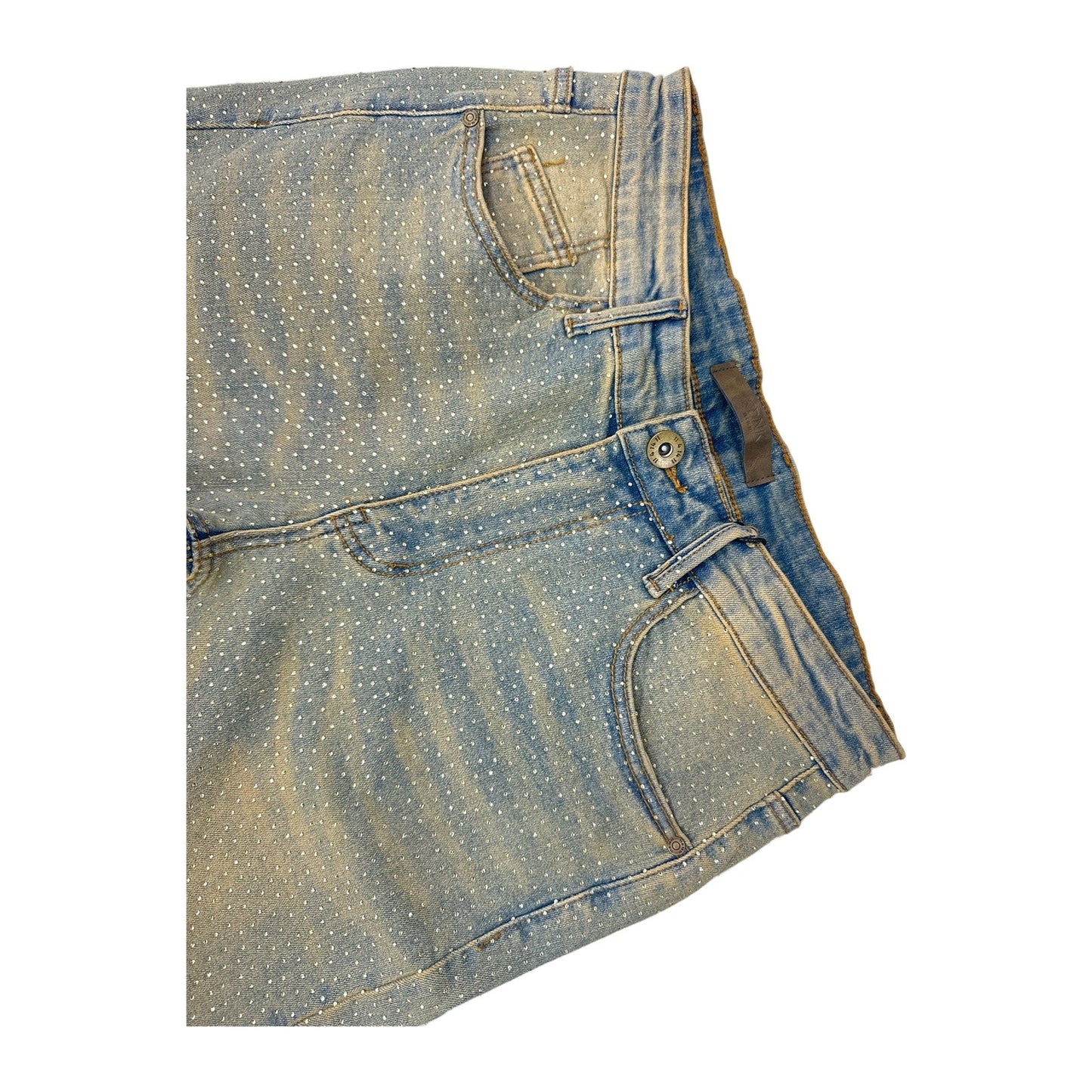 KDNK Rhinestone Skinny Jean — Tinted Blue