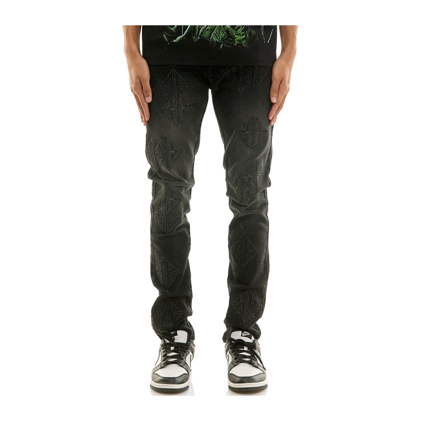 KDNK Sigil Rhinestone Skinny Jean — Black