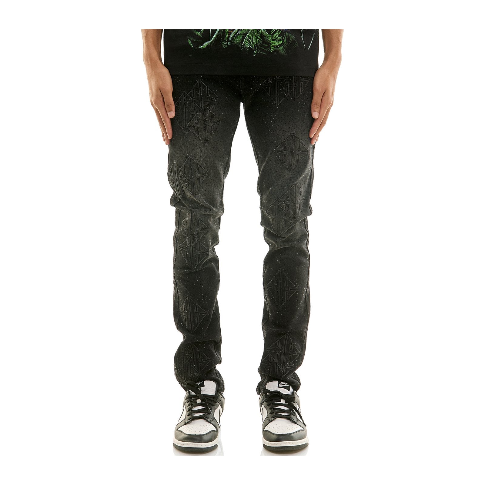 KDNK Sigil Rhinestone Skinny Jean — Black