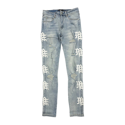 Mixed Emotion Monogram Denim — White on Blue