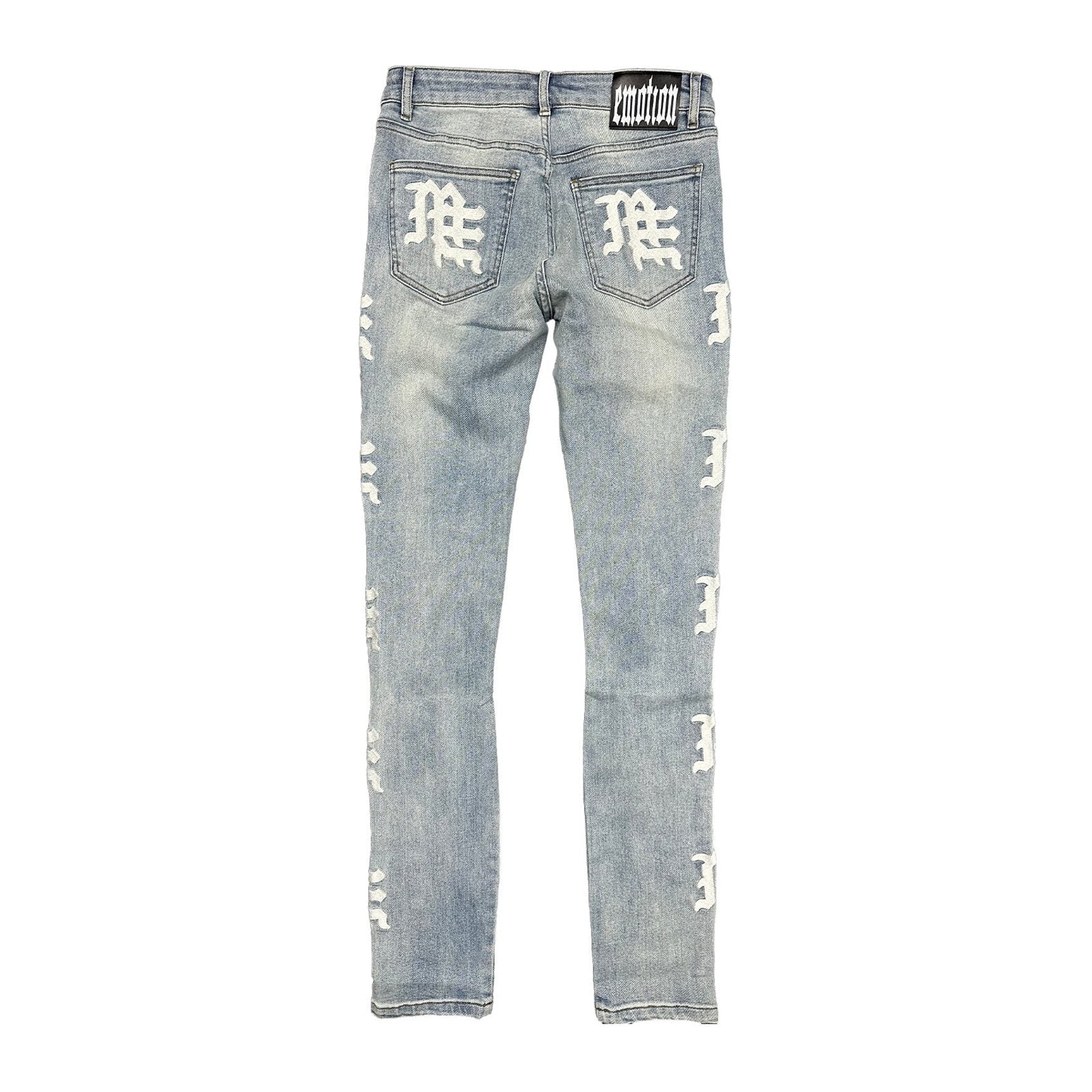 Mixed Emotion Monogram Denim — White on Blue